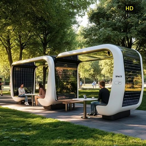 Conceito sugere energia gratuita nos parques urbanos por meio de paineis solares instalados em cabines